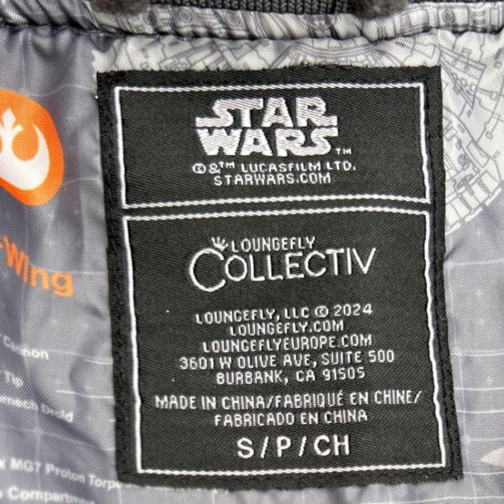 Loungefly Collectiv Star Wars Rebels Varsity Jacket Grey Embroidered Bomber S - Picture 5 of 16